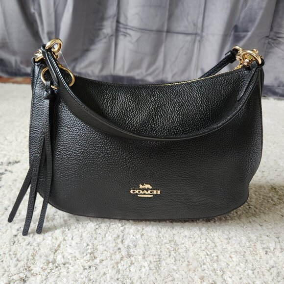 NWT Coach Black Leather Sutton Shoulder Crossbody Bag with Dust Bag - Picture 3 of 16